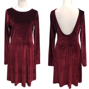 NWT Asos Velvet Backless Fit & Flare Long Sleeve Dress 10
